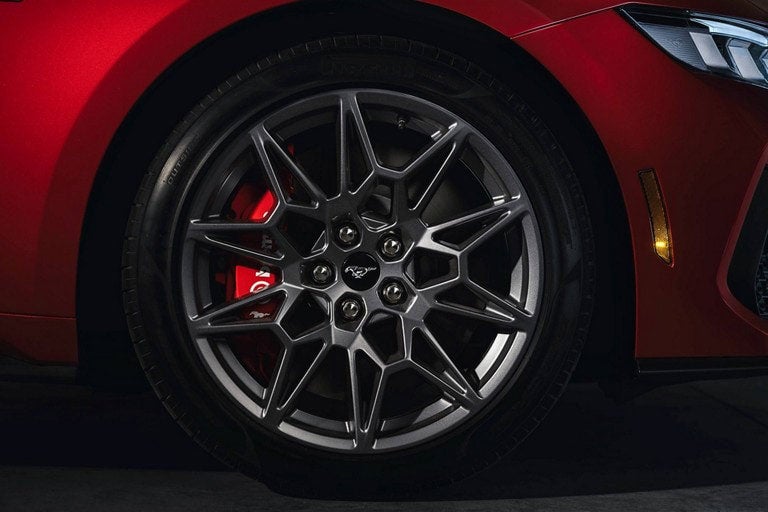 2024 Ford Mustang® model with a close-up of a wheel and brake caliper | Family Ford of Bluffton in Bluffton IN
